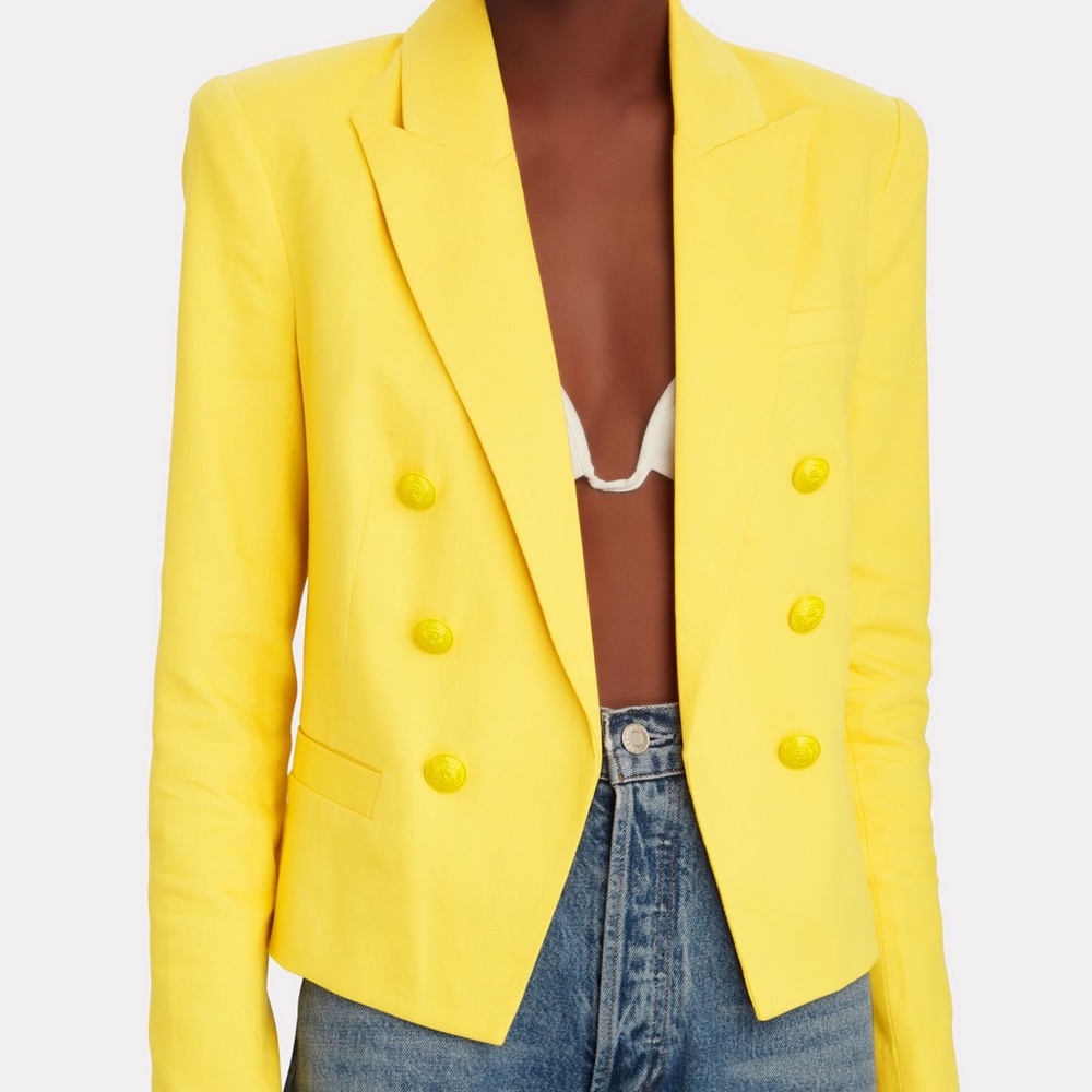 STUNNING BNWT Yellow L'Agence Cropped Blazer - Picture 3 of 4